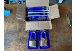 12 x new Unissued Brass Long Shackle 60mm Cylinder padlocks