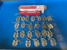 24 x Unissued Squire MoD Vehicle Padlocks and Coolant / Battery Tester