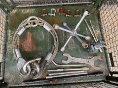 1 x Stillage of Tools, 8 Ton Hydraulic Jack, Unissued FV Recovery Steel Rope etc