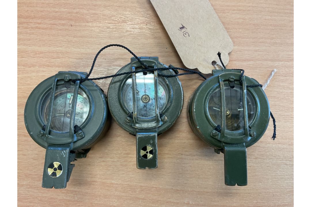 3 x Stanley London British Army Brass Prismatic Compass Nato Markings - Image 2 of 5