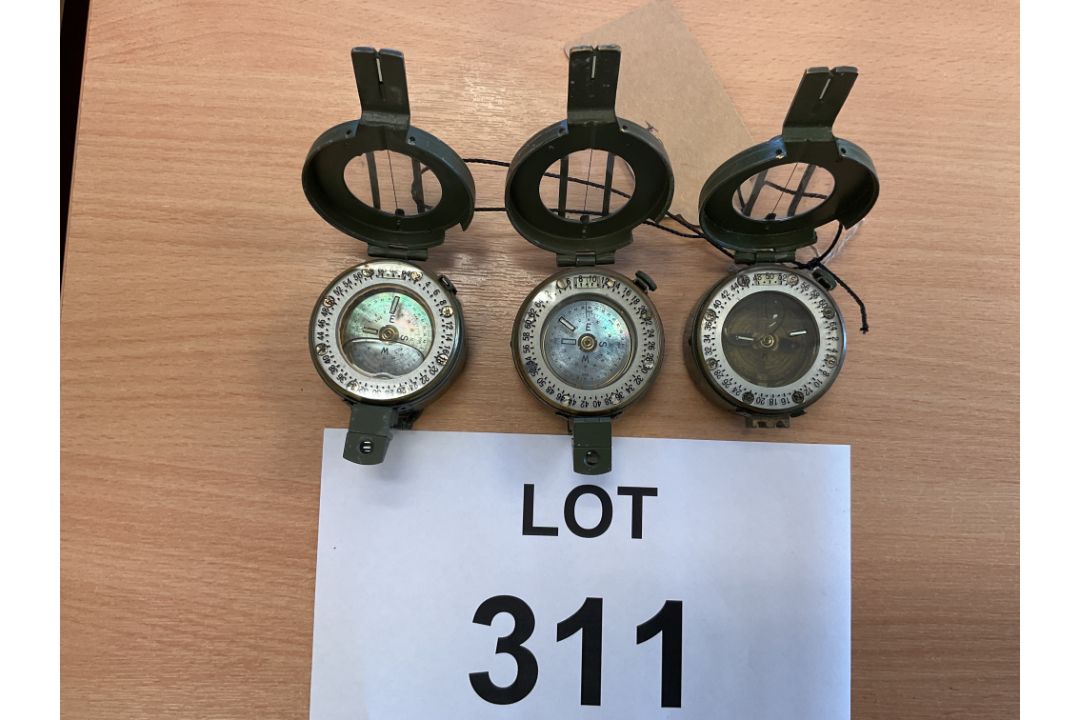 3 x Stanley London British Army Brass Prismatic Compass Nato Markings - Image 5 of 5