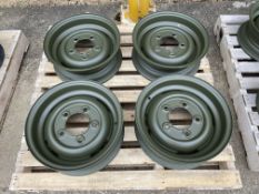 Qty 4 x Land Rover Rims, unused, NATO Green