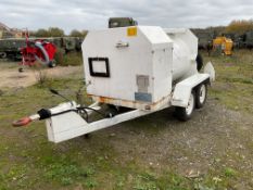 Towable Thompson aviation fuelling tank. C/w Filling nozzle & Pump metre