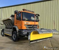 Right Hand Drive Mercedes Benz Axor 1829AK 4x4 Highways Gritter C/w Heavy Duty snowplough blade