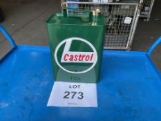NEW UNUSED CASTROL 1 GALL HAND PAINTED FUEL/ OIL CAN C/W BRASS CAP.