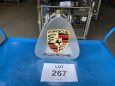 PORSCHE UNUSED 1 GALL HAND PAINTED OIL FUEL CAN WITH BRASS CAP