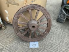 LOVELY STEEL RIM VERY OLD WOODEN SPOKED CART/WAGON WHEEL 3ft dia 3 inches wide
