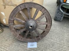 LOVELY STEEL RIM VERY OLD WOODEN SPOKED CART/WAGON WHEEL 3ft dia 3 inches wide