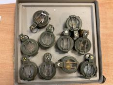 10 x British Army Stanley London Brass Prismatic Compass, Nato Marks