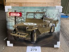 VERY UNUSUAL UNIQUE STEEL 3D JEEP PICTURE 82x6x63 cms
