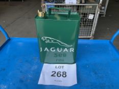 JAGUAR UNUSED 1 GALL HAND PAINTED OIL/FUEL CAN C/W BRASS CAP
