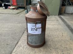 ANTIQUE GALVANISED 5 GALL MILK CHURN C/W TOP AND CHAIN
