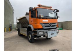 Right Hand Drive Mercedes Benz Axor 1829AK 4x4 Highways Gritter C/w Heavy Duty Snowplough Blade