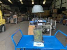 VERY UNUSUAL UNIQUE TABLE LAMP 240 volt MADE FROM HELMET AND AMNO CAN