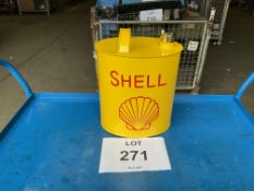 HAND PAINTED UNUSED 2 GALL SHELL FUEL/ OIL CAN WITH BRASS CAP