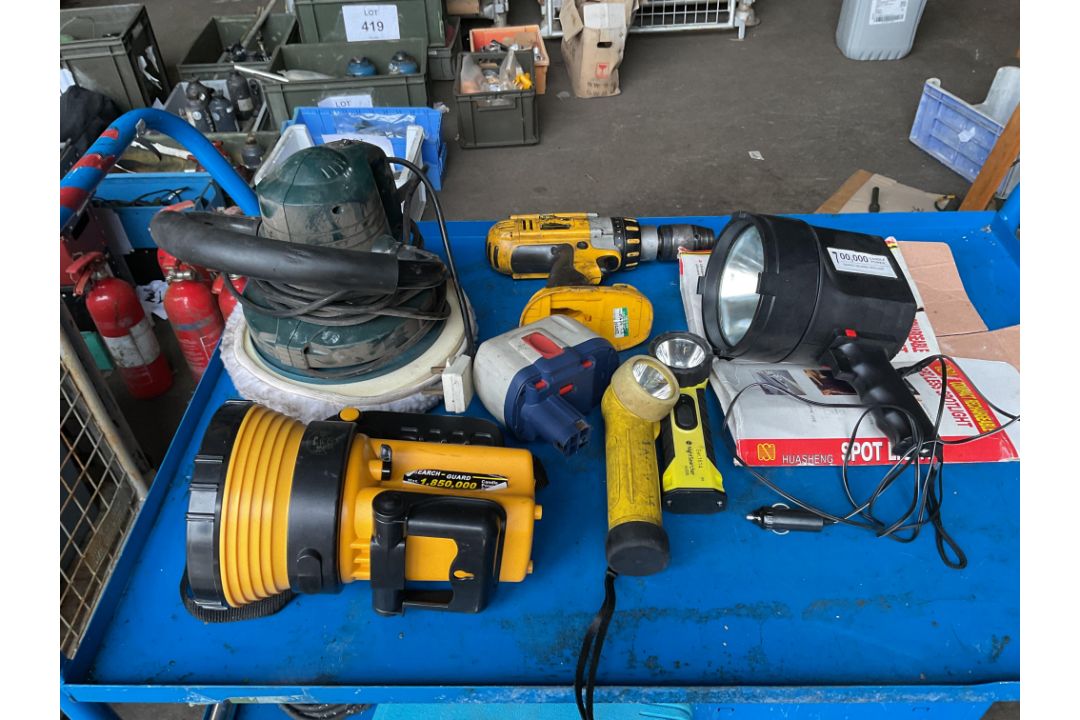 Tools Inc Polisher, Cordless Drill, Rechargeable Lights Etc - Image 2 of 9