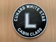 Cast Iron Cunard White Star Line Cabin Class Plaque (Titanic) 25 Cm Dia