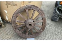 Lovely Steel Rim Very Old Wooden Spoked Cart/Wagon Wheel 3ft Dia 3 Inches Wide