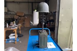 VERY UNUSUAL UNIQUE TABLE LAMP 240 volt MADE FROM HELMET AND AMNO CAN