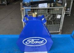 UNUSED FORD 1 GALL HAND PAINTED FUEL/ OIL CAN C/W BRASS CAP