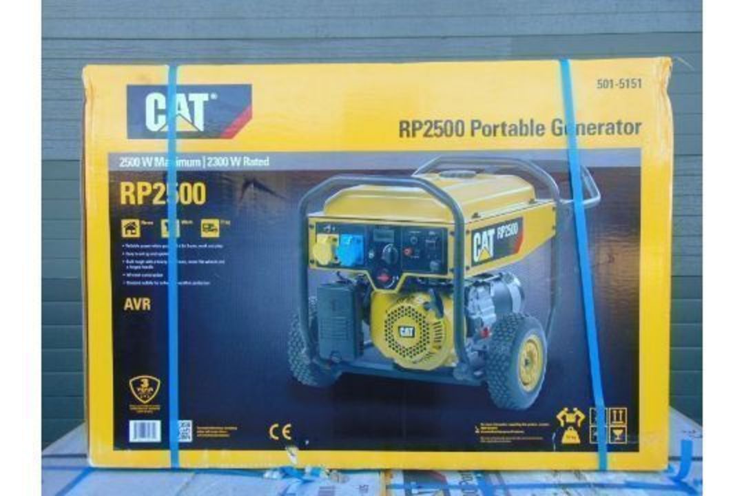 New & Unissued Caterpillar RP2500 Industrial Petrol Generator Set 3.1KVA 240/110 Volt - Image 1 of 5