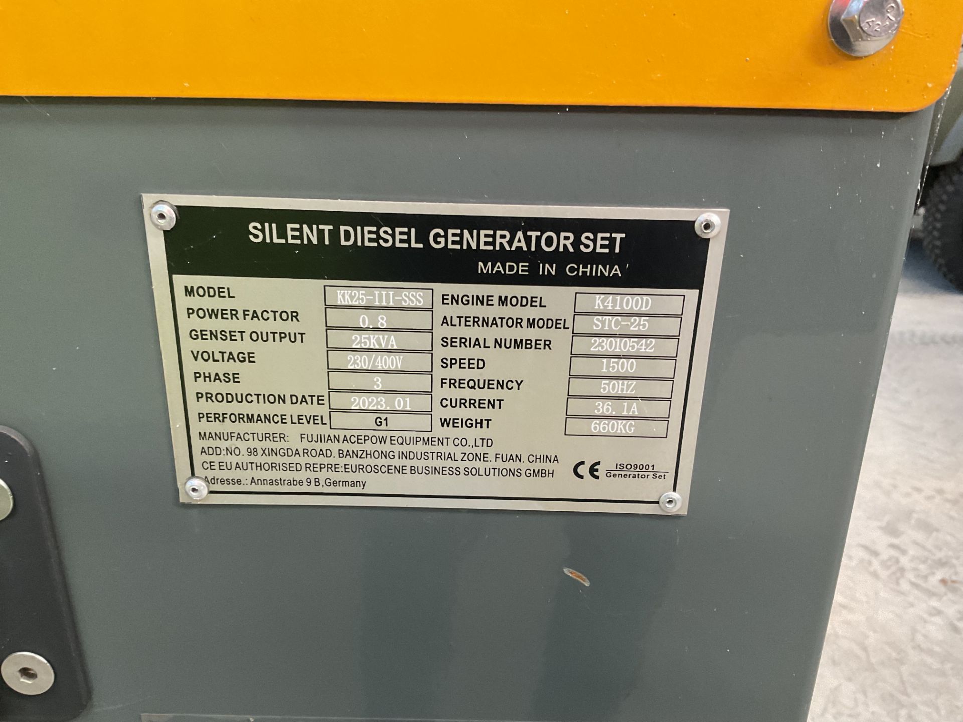 2023 New Unused 25 KVA Silent Diesel Generator - 3 Phase - 230 / 400V - Image 17 of 18