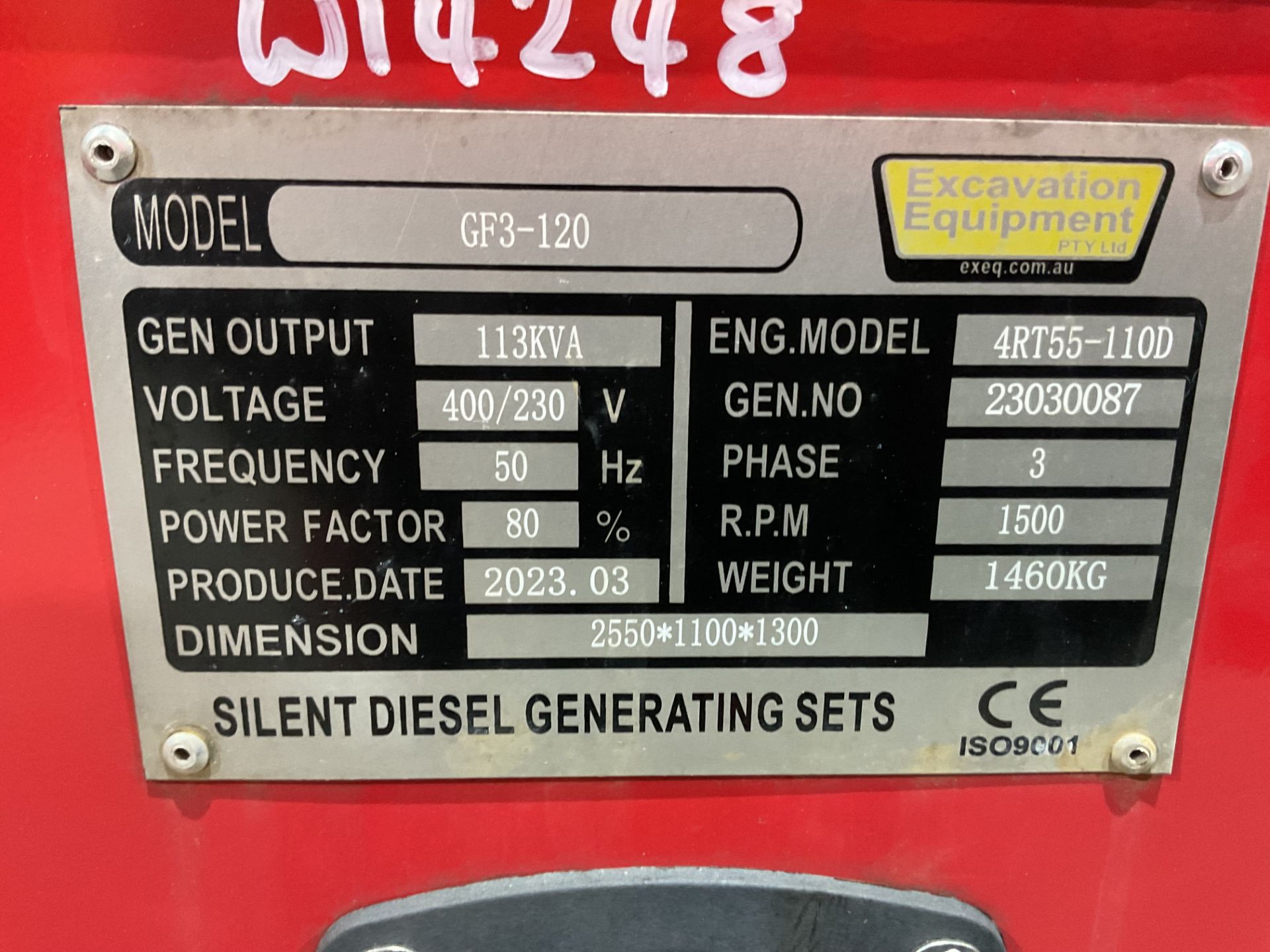 New Unissued 2023 GF 3 -120 113 KVA Diesel Generator 400/230 Volt 50 CPS 3 Phase and Single Phase. - Image 18 of 20