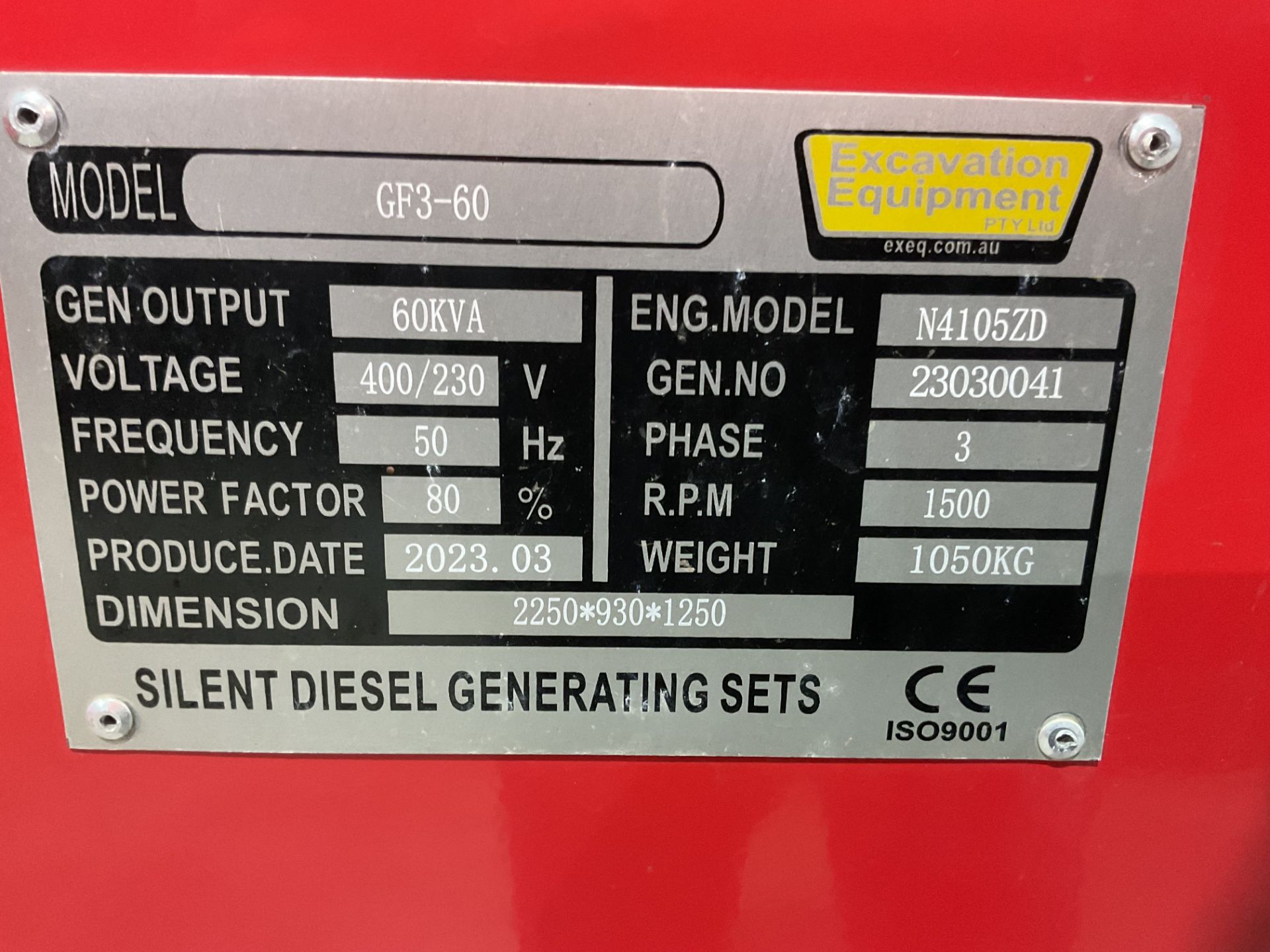 New Unissued 2023 GF 3 -60 60 KVA Diesel Generator 400/230 Volt 50 CPS 3 Phase and Single Phase. - Image 16 of 17
