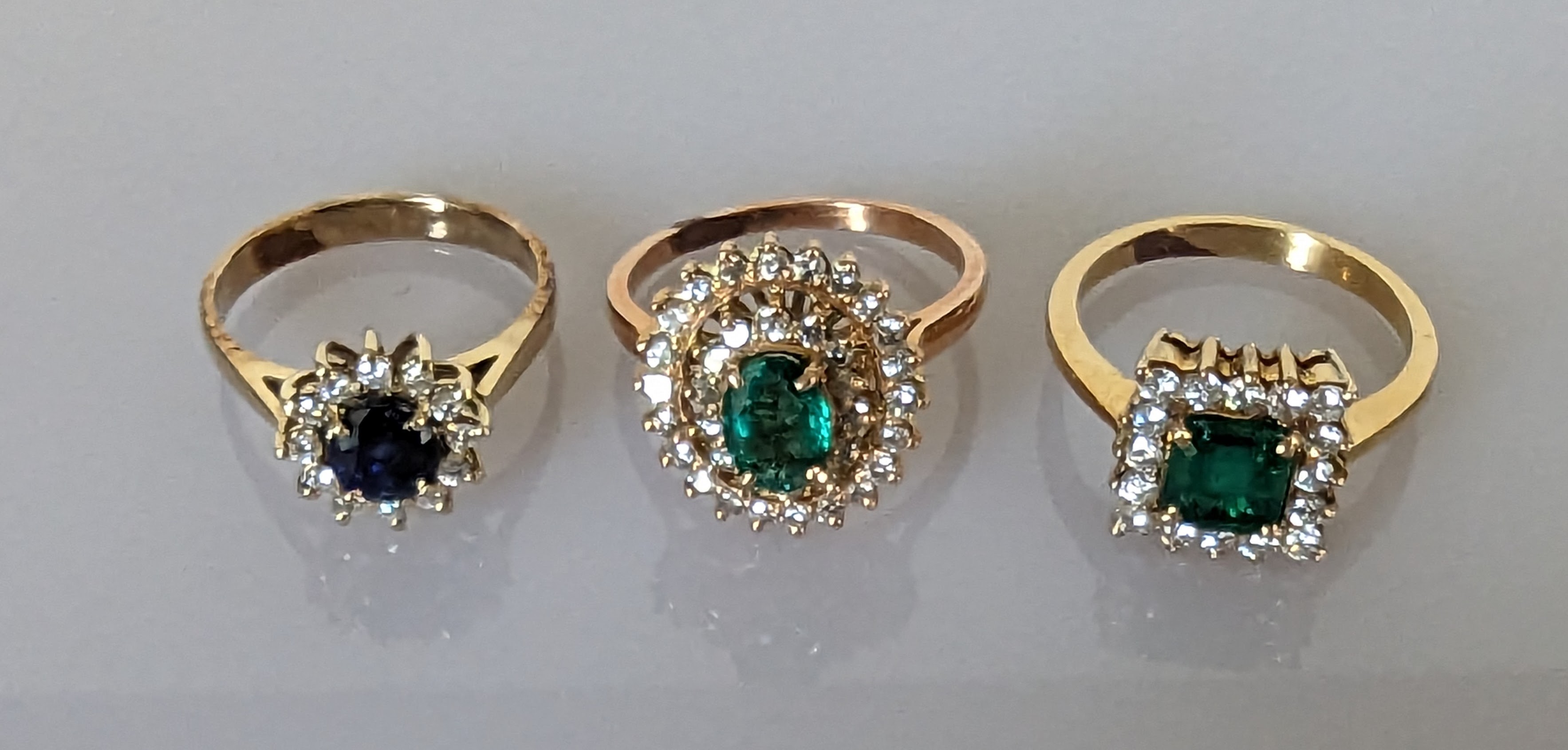 An oval opal cluster ring, 9 x 15mm and another gem-set dress ring, both on yellow gold claw setting - Image 10 of 11