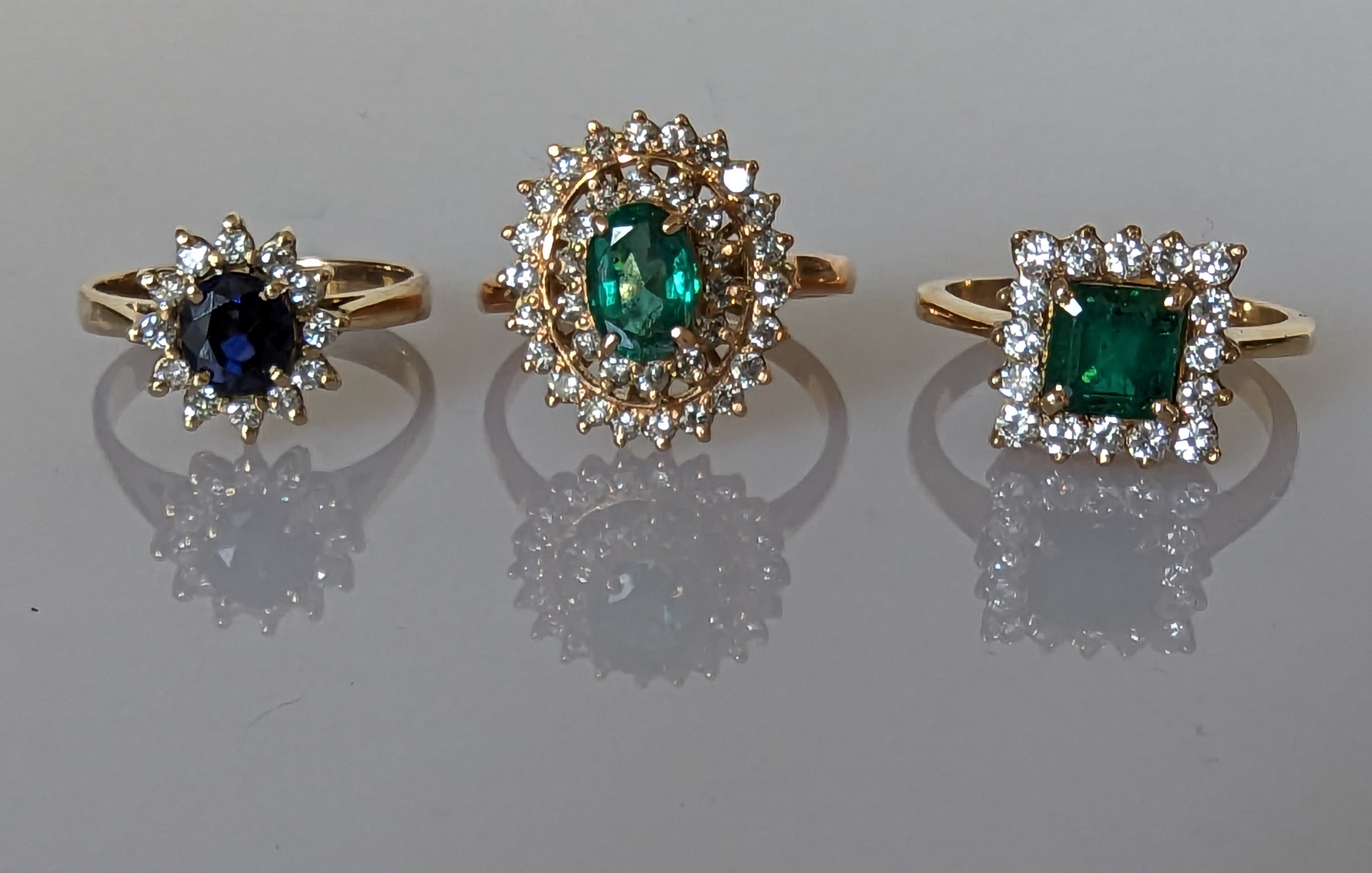 An oval opal cluster ring, 9 x 15mm and another gem-set dress ring, both on yellow gold claw setting - Image 9 of 11