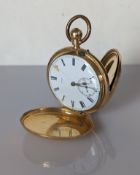 A Victorian gold full-hunter, stem-wind pocket watch with Roman numerals, subsidiary seconds hand