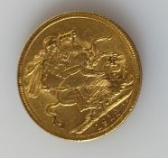 A George V gold full sovereign,1912