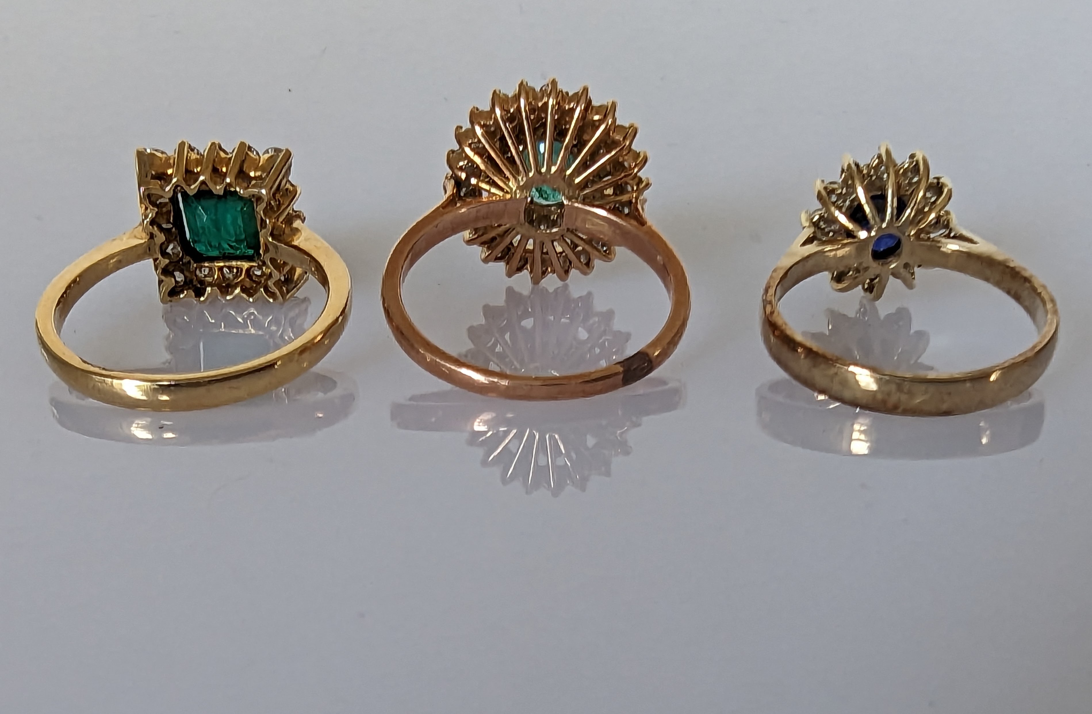 An oval opal cluster ring, 9 x 15mm and another gem-set dress ring, both on yellow gold claw setting - Image 11 of 11
