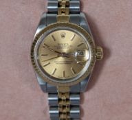 A Rolex lady's Oyster Perpetual Datejust automatic Chronometer wristwatch, model 69193