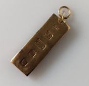A 9ct yellow gold ingot pendant, 30.4g