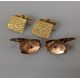 A pair of 18ct yellow gold cufflinks of oblong form with textured design, stamped 750, 12g  - Image 1 of 3