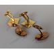 A pair of 18ct yellow gold cufflinks of oblong form with textured design, stamped 750, 12g  - Image 3 of 3