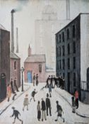 Laurence Stephen Lowry (English, 1887-1976), INDUSTRIAL SCENE, offset colour lithograph, signed in p