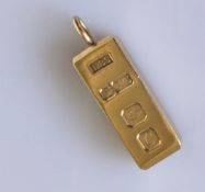 A 9ct gold ingot pendant, 50mm, 42g