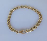 A 9ct yellow gold fancy-link bracelet with lobster clasp (rose gold), 21 cm, hallmarked, 14.9g