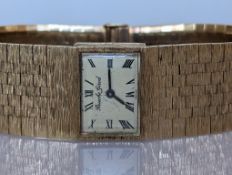 A 1960's Bueche Girod manual wind dress wristwatch on a textured 9ct gold bracelet