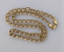 A 9ct yellow gold flat curb-link neck chain with lobster clasp, 53 cm, hallmarked, 34.6g