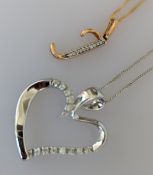 The Diamond Store: a white gold heart pendant chain with diamond decoration, 25mm