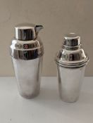 Two vintage silver plated cocktail shakers, one with Harrods stamp, 22, 20 cm