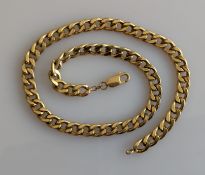 A 9ct yellow gold flat curb-link neck chain, hallmarked, 24.4g