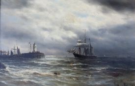 Gustave de Breanski (1856-1898), PASSING THE LIGHTHOUSE, oil on canvas, 60 x 90 cm