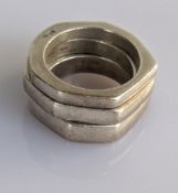 Three Gucci silver stacking rings, hallmarked, size O