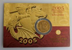 A Royal Mint 2005 22 Carat Gold Bullion Sovereign, not sealed