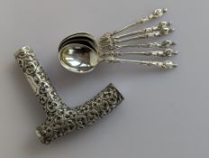 An Edwardian silver stick handle with rococo decoration, hallmarked for Army & Navy Cooperative