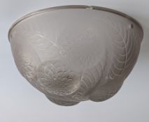 A Lalique frosted glass “Dahlia” pattern plafonnier with etched mark “R Lalique France”, 30.5 cm di